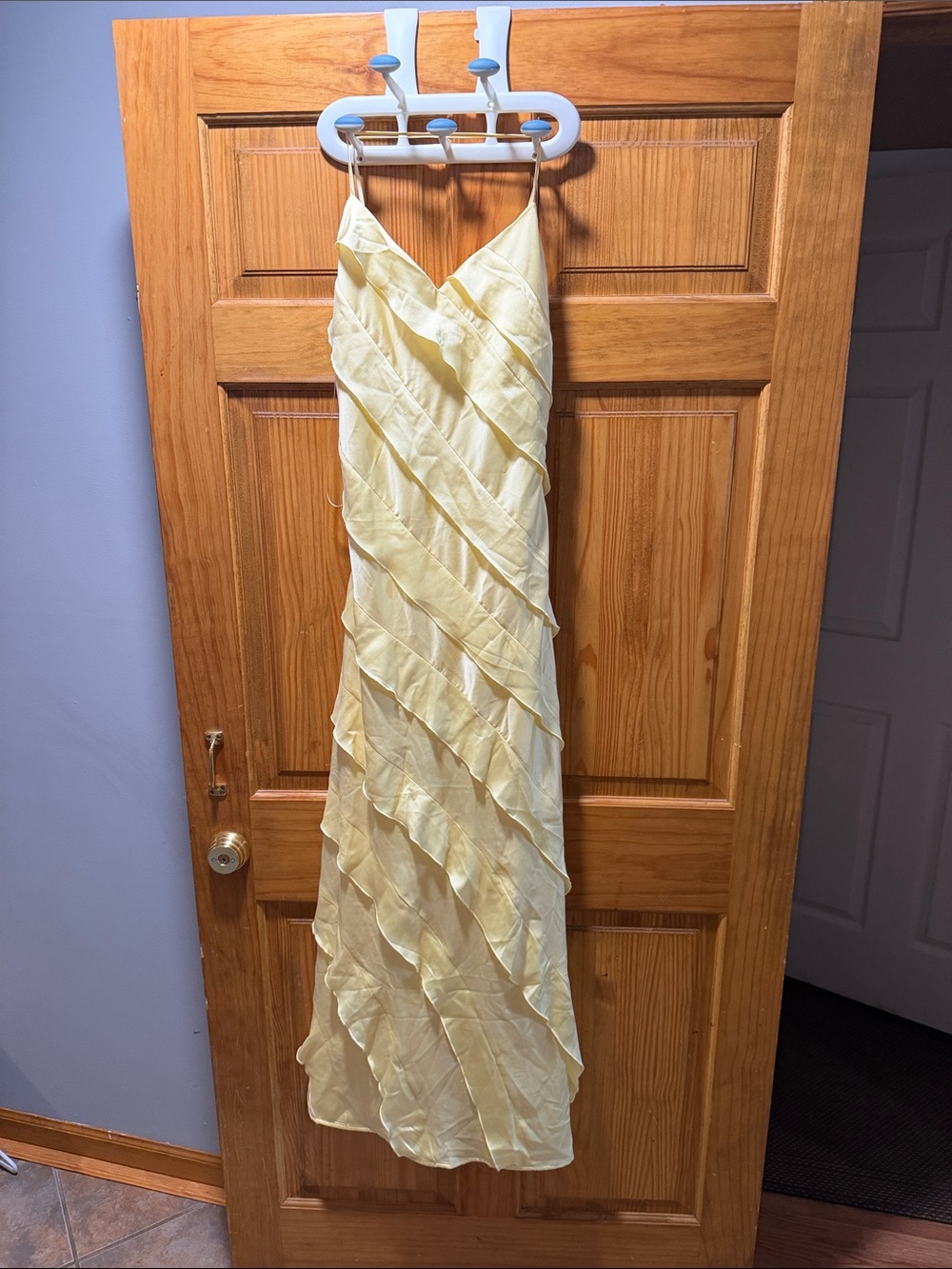 Altar'd State Pale Yellow Ruffled Maxi Dress